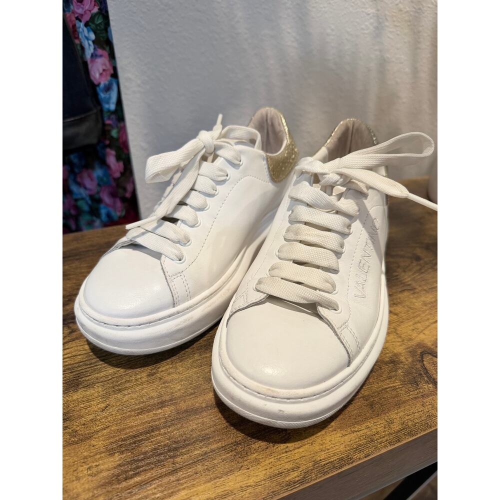 Valentino White Leather Women's Sneakers, Size 8.5